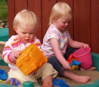 Kate and hannah in the sandbox